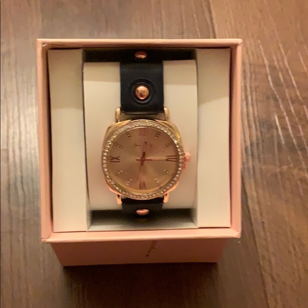 NIB Black and rose gold watch